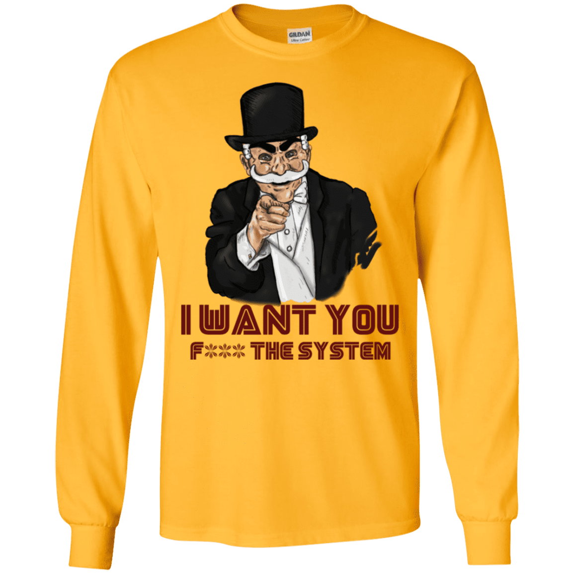 T-Shirts Gold / S i want you f3ck the system Men's Long Sleeve T-Shirt