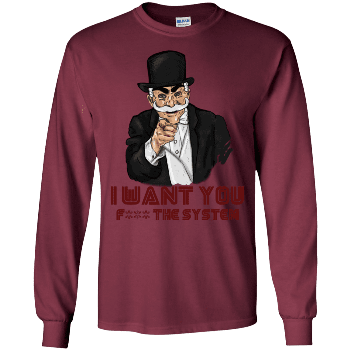 T-Shirts Maroon / S i want you f3ck the system Men's Long Sleeve T-Shirt