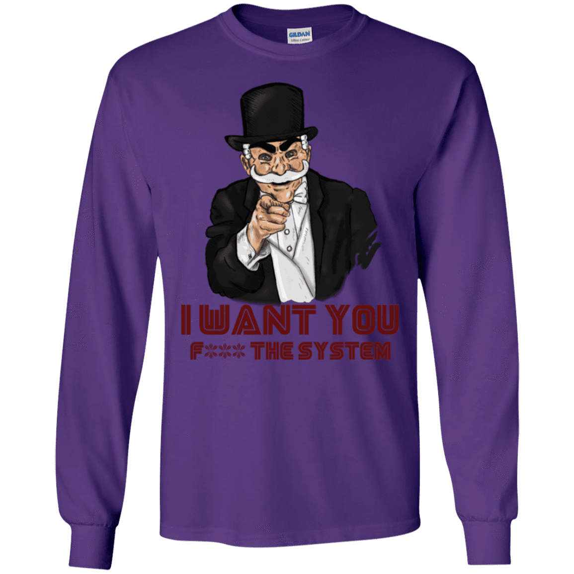 T-Shirts Purple / S i want you f3ck the system Men's Long Sleeve T-Shirt