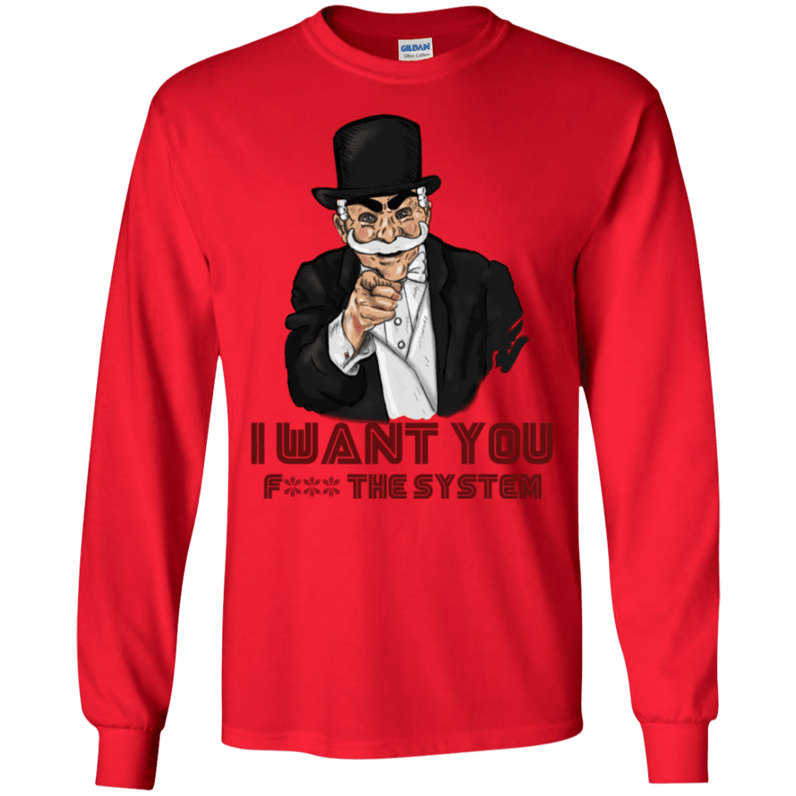 T-Shirts Red / S i want you f3ck the system Men's Long Sleeve T-Shirt