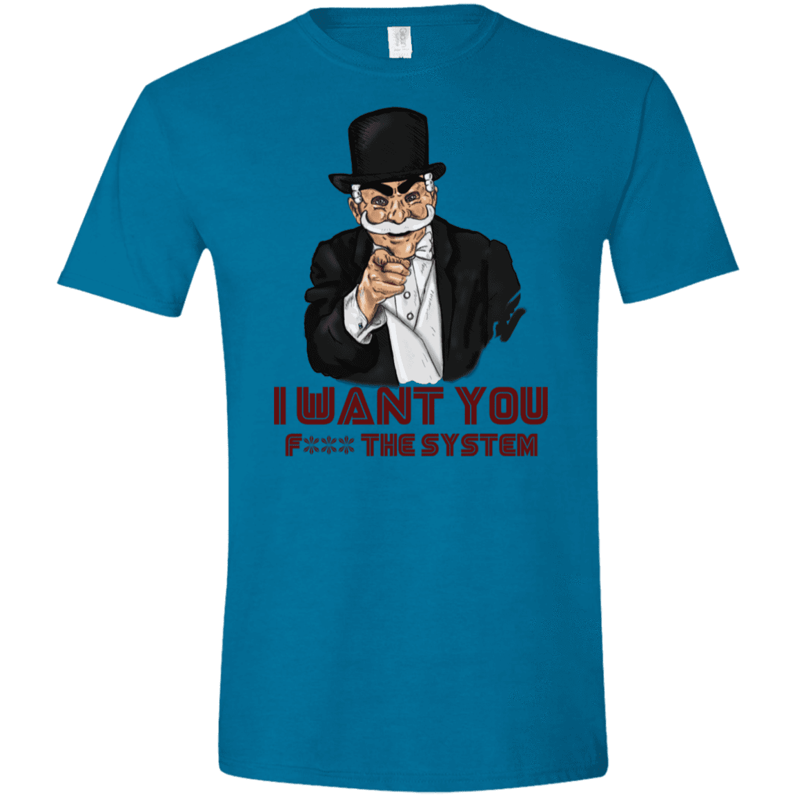 T-Shirts Antique Sapphire / S i want you f3ck the system Men's Semi-Fitted Softstyle