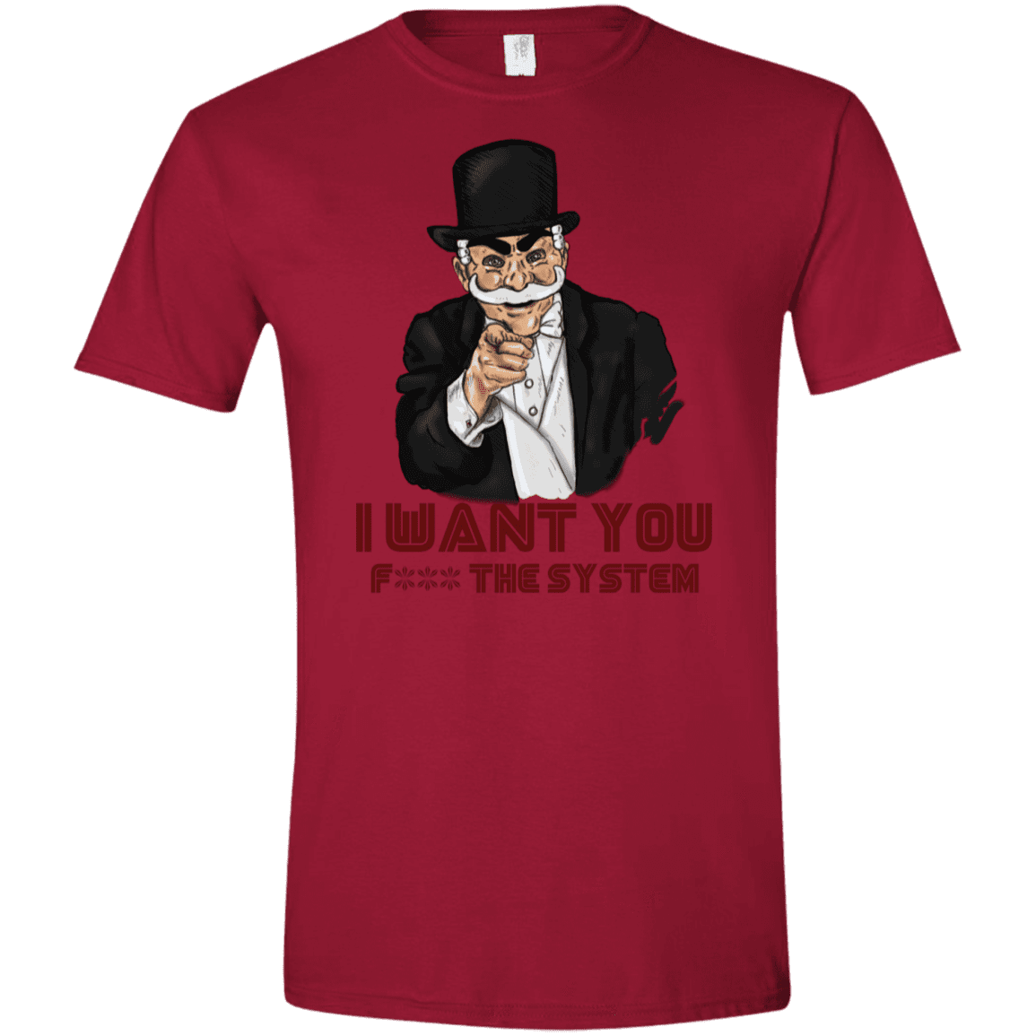 T-Shirts Cardinal Red / S i want you f3ck the system Men's Semi-Fitted Softstyle