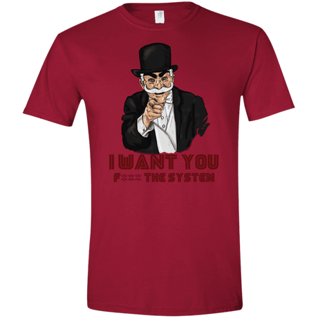T-Shirts Cardinal Red / S i want you f3ck the system Men's Semi-Fitted Softstyle