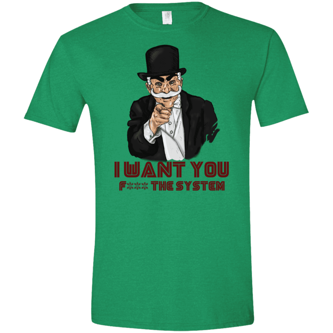 T-Shirts Heather Irish Green / M i want you f3ck the system Men's Semi-Fitted Softstyle
