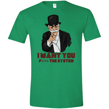 T-Shirts Heather Irish Green / M i want you f3ck the system Men's Semi-Fitted Softstyle