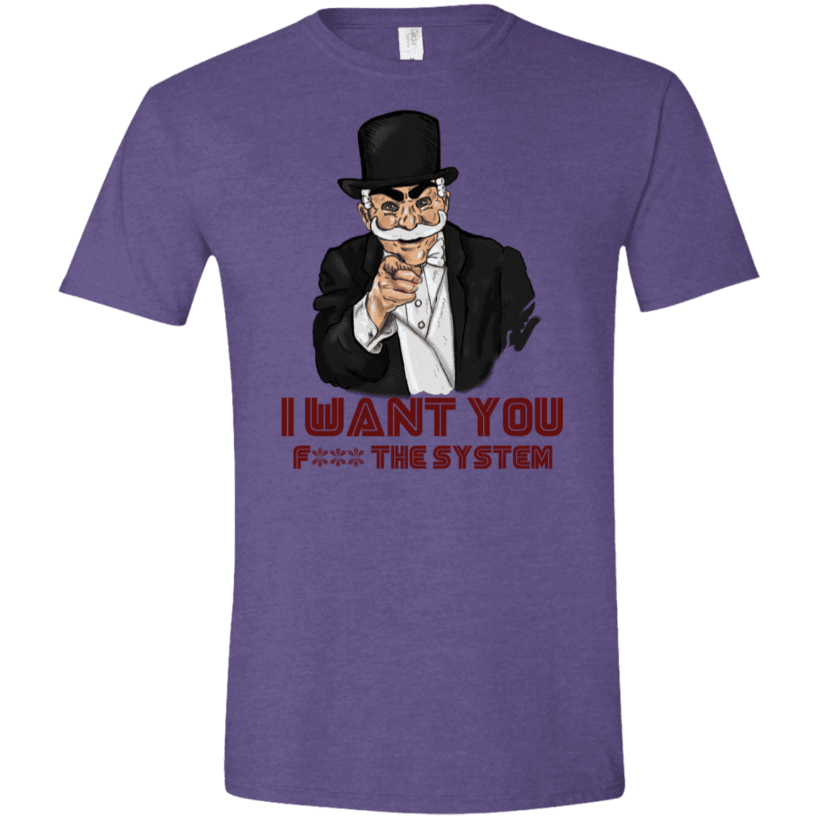 T-Shirts Heather Purple / S i want you f3ck the system Men's Semi-Fitted Softstyle