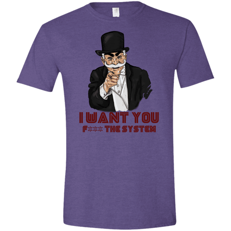 T-Shirts Heather Purple / S i want you f3ck the system Men's Semi-Fitted Softstyle