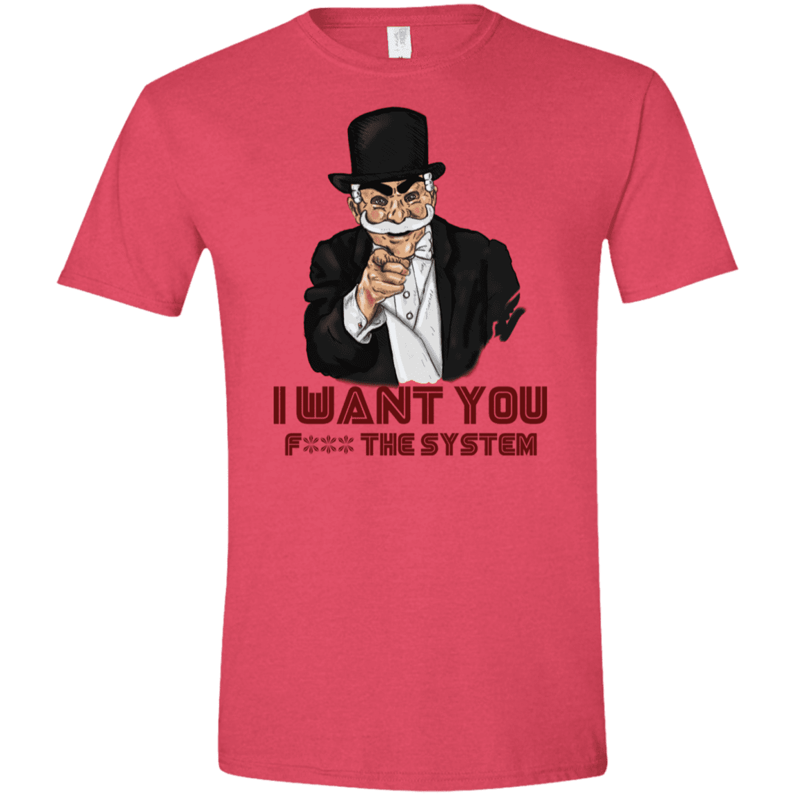 T-Shirts Heather Red / S i want you f3ck the system Men's Semi-Fitted Softstyle