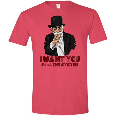 T-Shirts Heather Red / S i want you f3ck the system Men's Semi-Fitted Softstyle