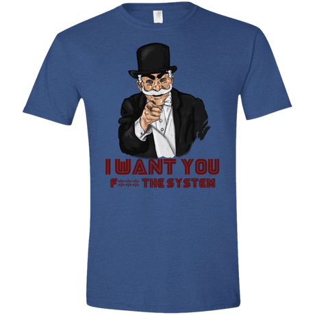 T-Shirts Heather Royal / X-Small i want you f3ck the system Men's Semi-Fitted Softstyle