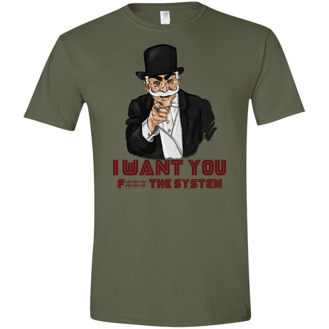 T-Shirts Military Green / S i want you f3ck the system Men's Semi-Fitted Softstyle