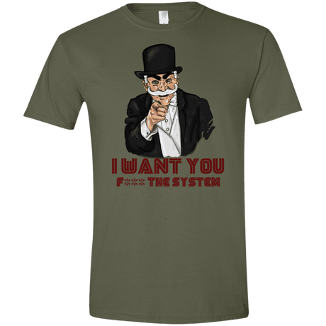 T-Shirts Military Green / S i want you f3ck the system Men's Semi-Fitted Softstyle