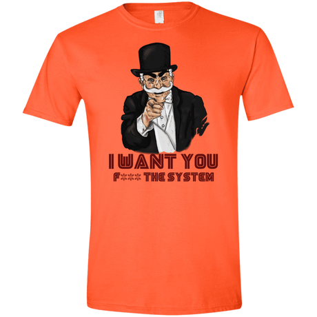 T-Shirts Orange / S i want you f3ck the system Men's Semi-Fitted Softstyle