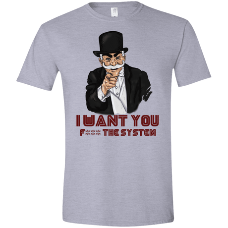T-Shirts Sport Grey / X-Small i want you f3ck the system Men's Semi-Fitted Softstyle