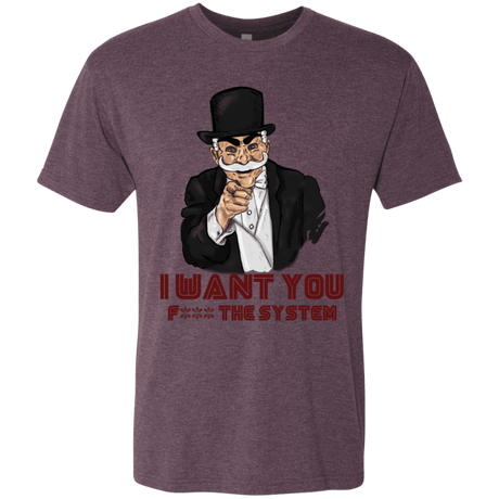 T-Shirts Vintage Purple / S i want you f3ck the system Men's Triblend T-Shirt