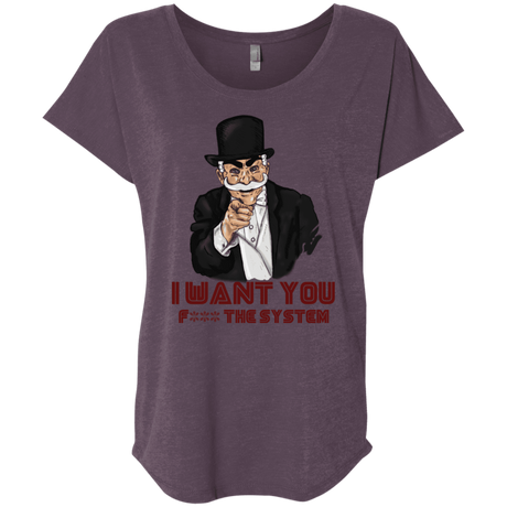 T-Shirts Vintage Purple / X-Small i want you f3ck the system Triblend Dolman Sleeve