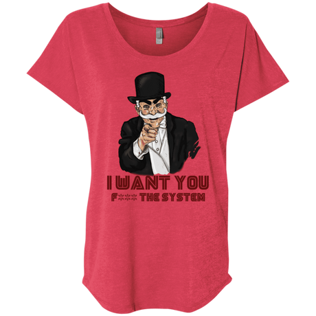 T-Shirts Vintage Red / X-Small i want you f3ck the system Triblend Dolman Sleeve