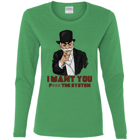 T-Shirts Irish Green / S i want you f3ck the system Women's Long Sleeve T-Shirt