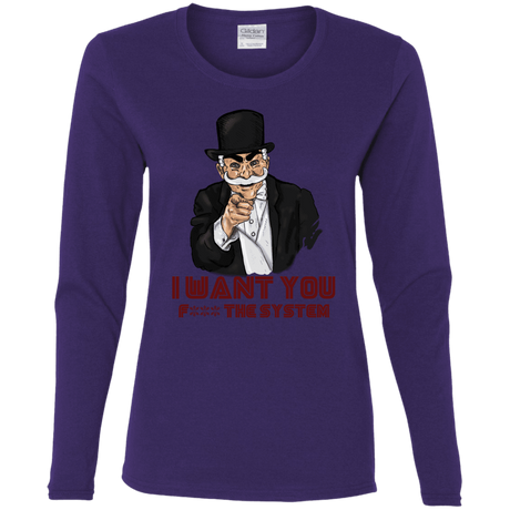 T-Shirts Purple / S i want you f3ck the system Women's Long Sleeve T-Shirt