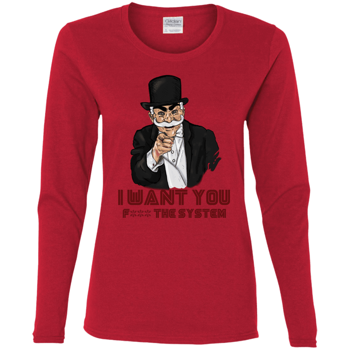 T-Shirts Red / S i want you f3ck the system Women's Long Sleeve T-Shirt