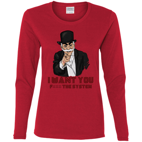 T-Shirts Red / S i want you f3ck the system Women's Long Sleeve T-Shirt