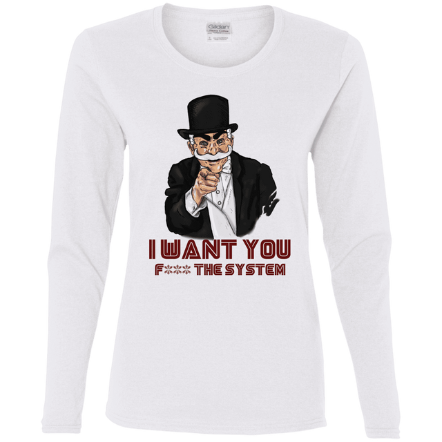 T-Shirts White / S i want you f3ck the system Women's Long Sleeve T-Shirt