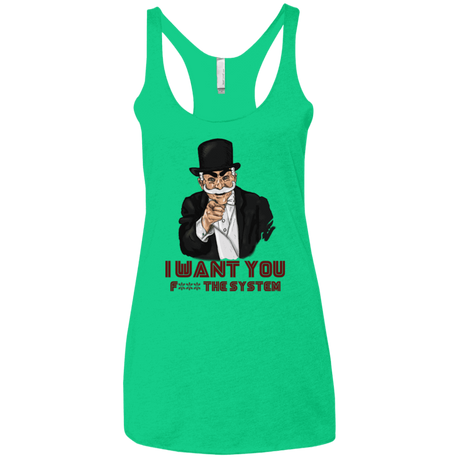 T-Shirts Envy / X-Small i want you f3ck the system Women's Triblend Racerback Tank