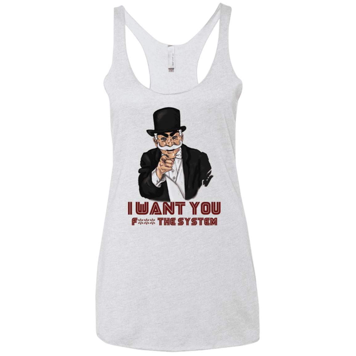 T-Shirts Heather White / X-Small i want you f3ck the system Women's Triblend Racerback Tank
