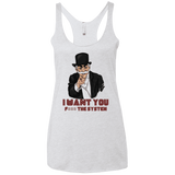 T-Shirts Heather White / X-Small i want you f3ck the system Women's Triblend Racerback Tank
