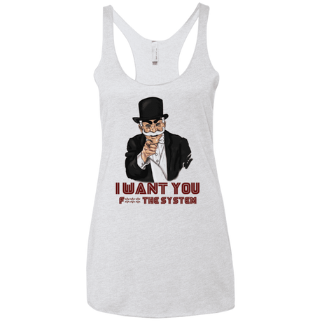 T-Shirts Heather White / X-Small i want you f3ck the system Women's Triblend Racerback Tank