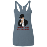 T-Shirts Indigo / X-Small i want you f3ck the system Women's Triblend Racerback Tank