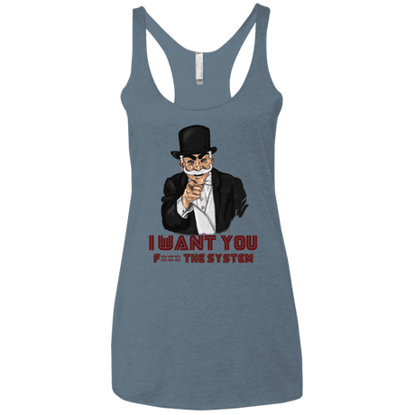 T-Shirts Indigo / X-Small i want you f3ck the system Women's Triblend Racerback Tank
