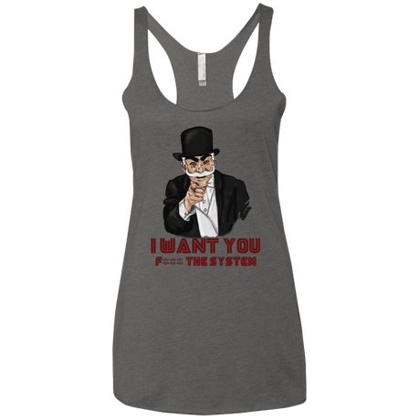 T-Shirts Premium Heather / X-Small i want you f3ck the system Women's Triblend Racerback Tank