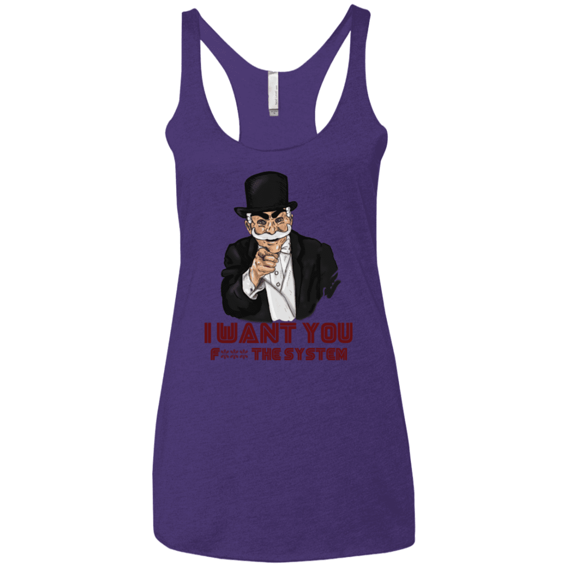 T-Shirts Purple Rush / X-Small i want you f3ck the system Women's Triblend Racerback Tank