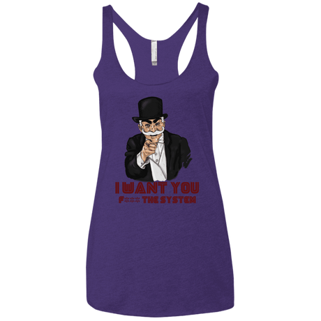 T-Shirts Purple Rush / X-Small i want you f3ck the system Women's Triblend Racerback Tank