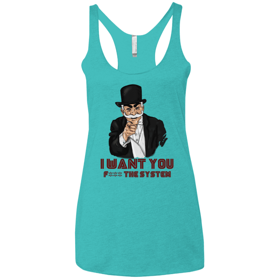 T-Shirts Tahiti Blue / X-Small i want you f3ck the system Women's Triblend Racerback Tank