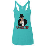 T-Shirts Tahiti Blue / X-Small i want you f3ck the system Women's Triblend Racerback Tank