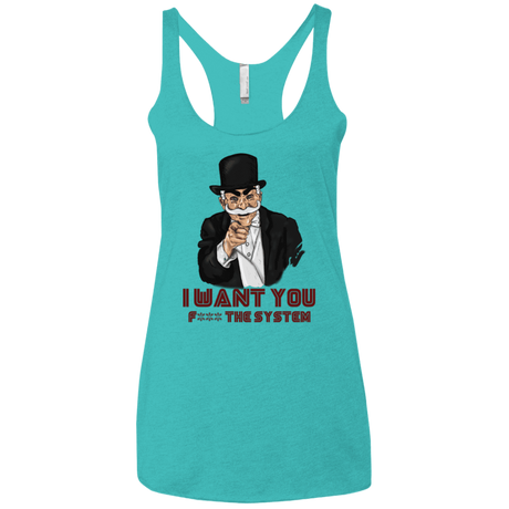 T-Shirts Tahiti Blue / X-Small i want you f3ck the system Women's Triblend Racerback Tank