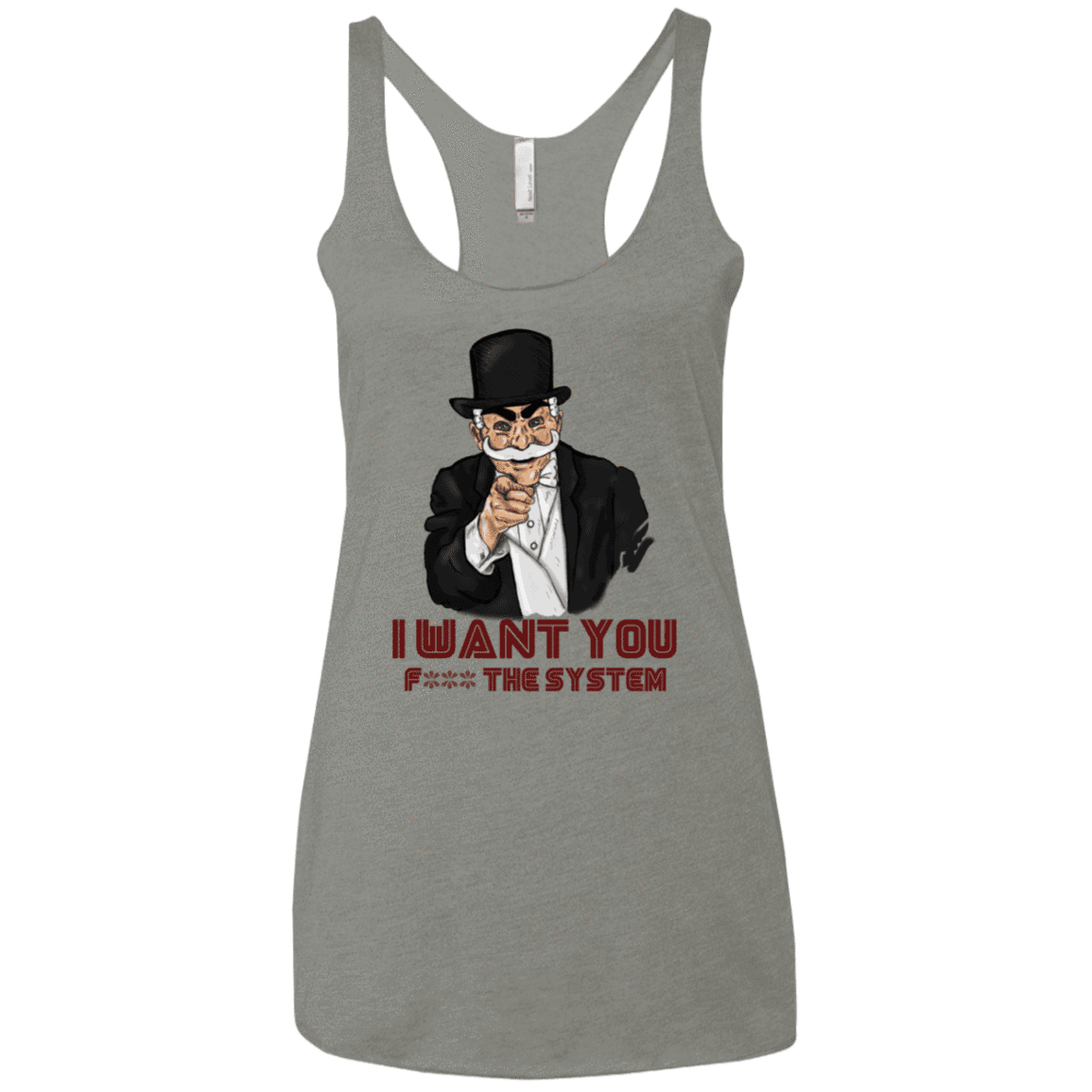 T-Shirts Venetian Grey / X-Small i want you f3ck the system Women's Triblend Racerback Tank