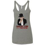 T-Shirts Venetian Grey / X-Small i want you f3ck the system Women's Triblend Racerback Tank