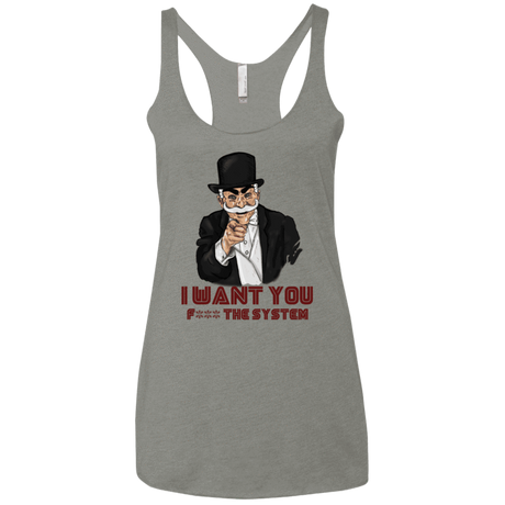 T-Shirts Venetian Grey / X-Small i want you f3ck the system Women's Triblend Racerback Tank
