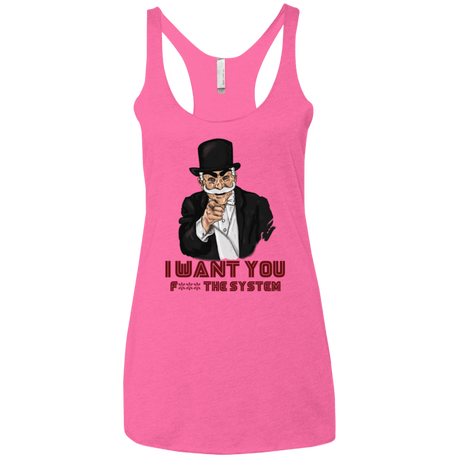 T-Shirts Vintage Pink / X-Small i want you f3ck the system Women's Triblend Racerback Tank