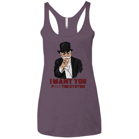 T-Shirts Vintage Purple / X-Small i want you f3ck the system Women's Triblend Racerback Tank
