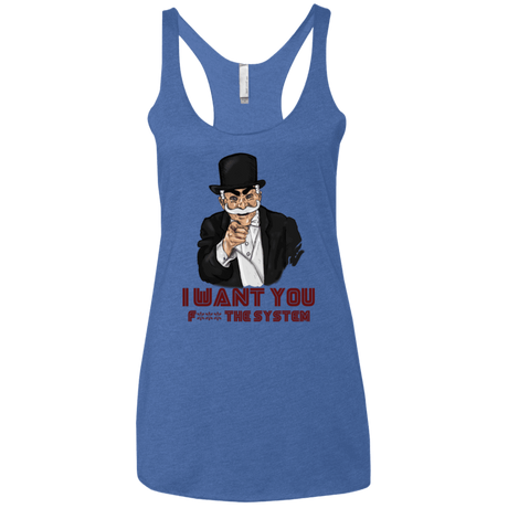 T-Shirts Vintage Royal / X-Small i want you f3ck the system Women's Triblend Racerback Tank