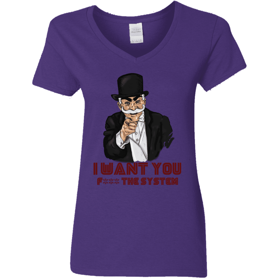 T-Shirts Purple / S i want you f3ck the system Women's V-Neck T-Shirt