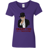 T-Shirts Purple / S i want you f3ck the system Women's V-Neck T-Shirt