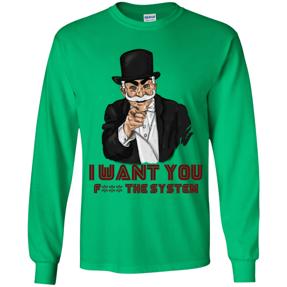 T-Shirts Irish Green / YS i want you f3ck the system Youth Long Sleeve T-Shirt