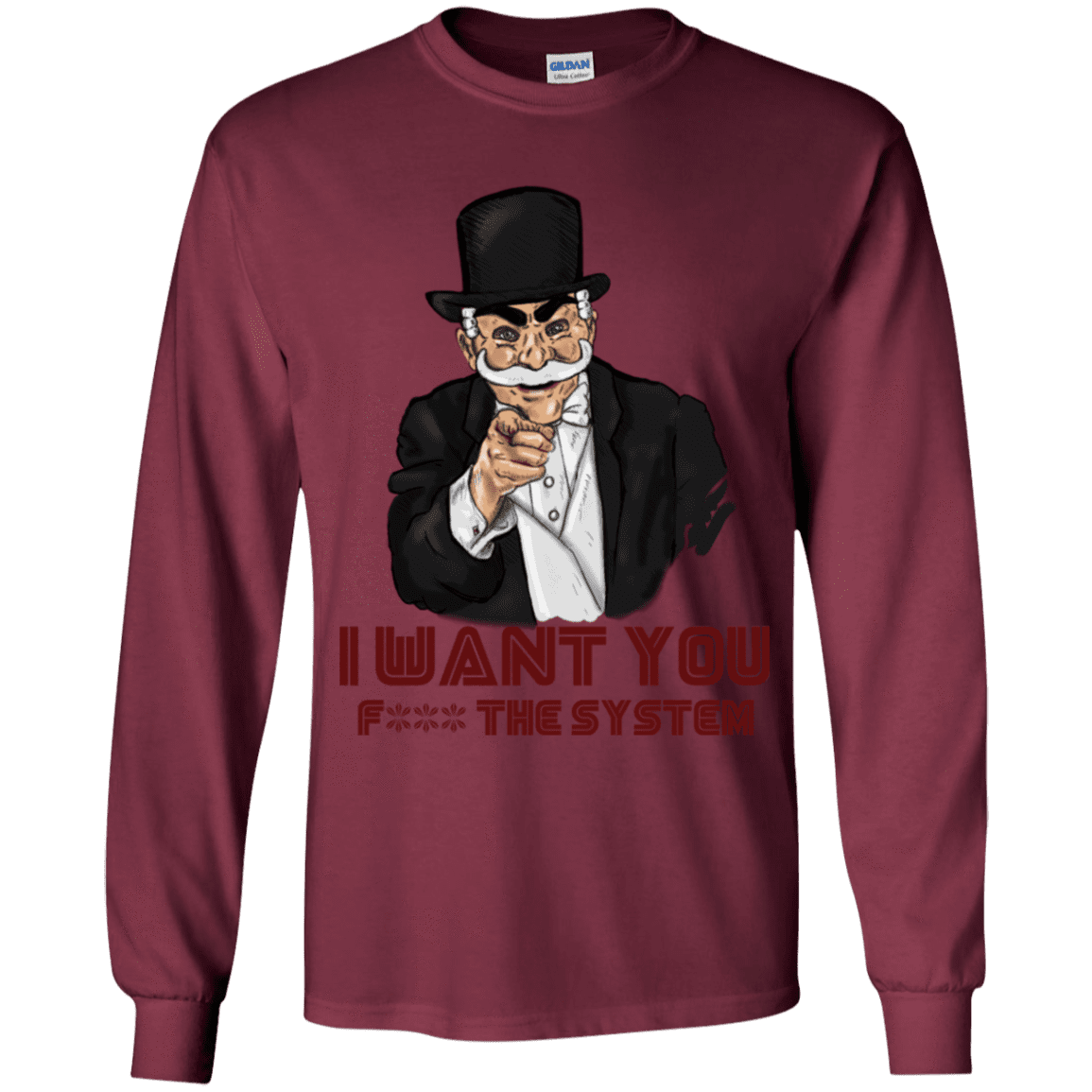 T-Shirts Maroon / YS i want you f3ck the system Youth Long Sleeve T-Shirt