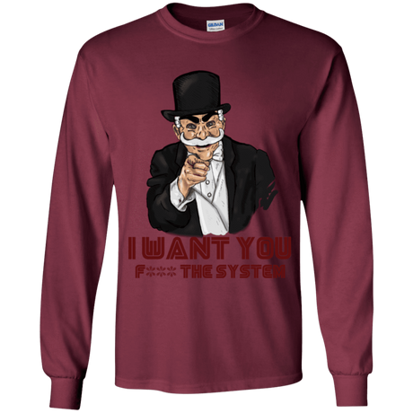 T-Shirts Maroon / YS i want you f3ck the system Youth Long Sleeve T-Shirt