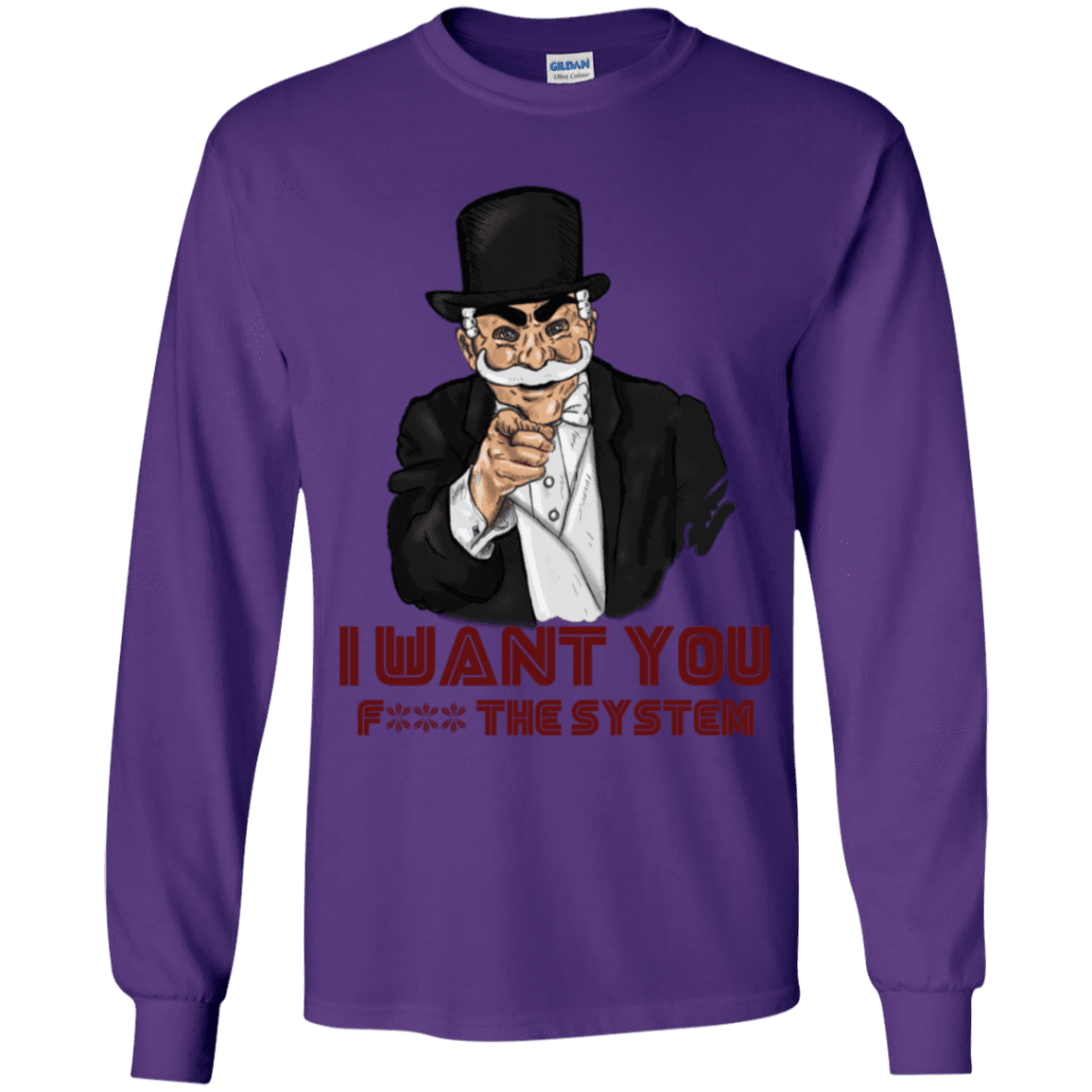 T-Shirts Purple / YS i want you f3ck the system Youth Long Sleeve T-Shirt